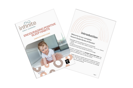 Positive Sleeping Habits in Children Guide cover with picture of toddler in pink tutu